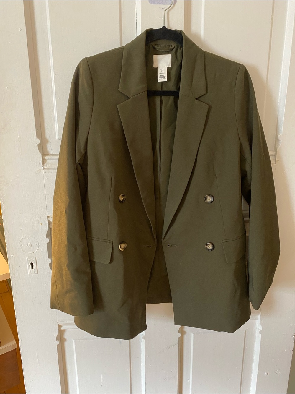 H&M Olive Green Double-Breasted Blazer Jacket